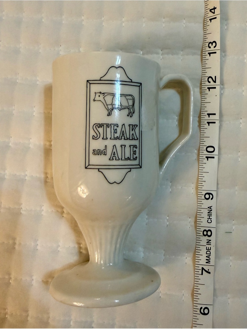 Vintage  Steak and Ale White Ceramic Pub Mug